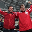 MINSK, BELARUS - MAY 17: Switzerland fans cheering on their team against Kazakhstan during preliminary round action at the 2014 IIHF Ice Hockey World Championship. (Photo by Andre Ringuette/HHOF-IIHF Images)